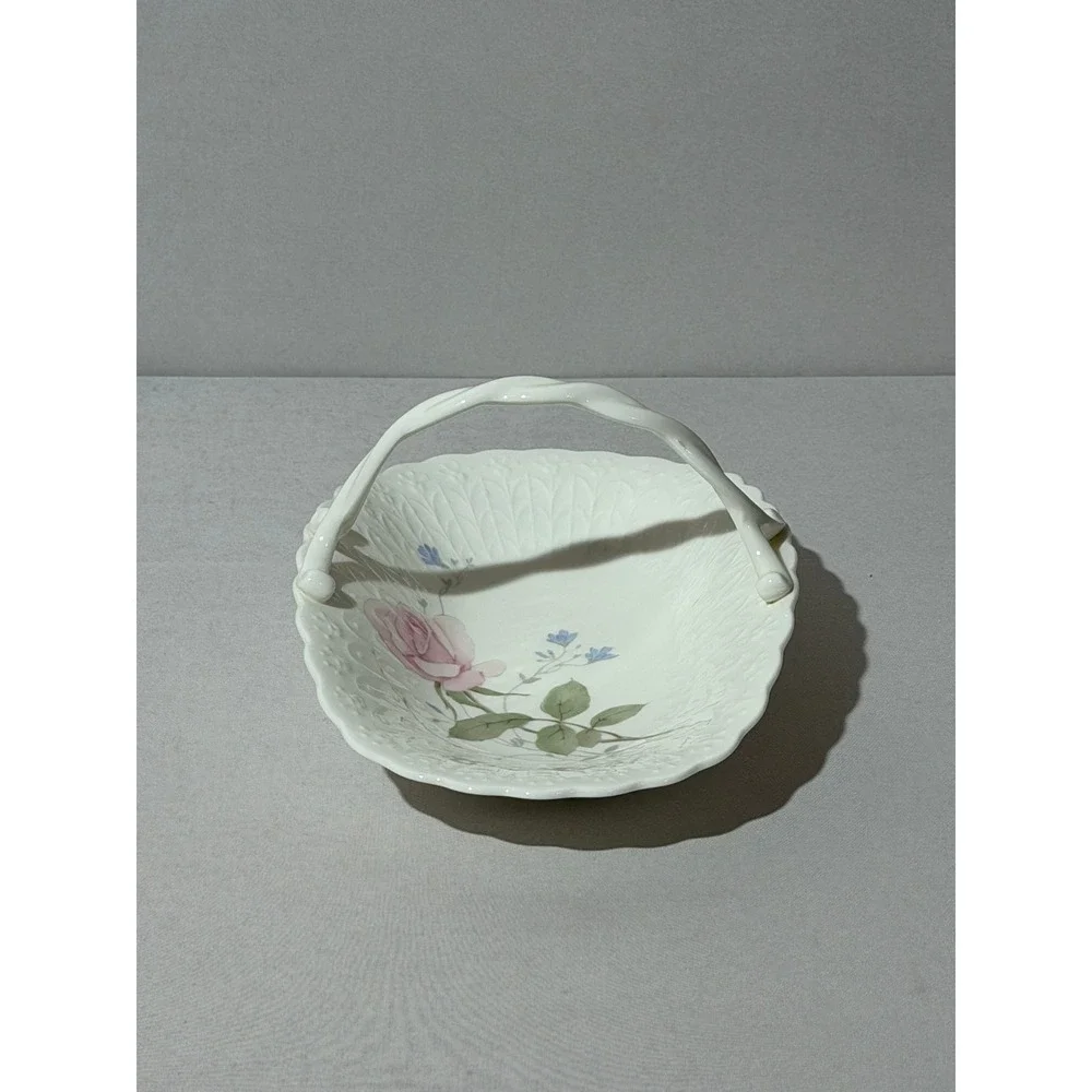 Mikasa April Rose B2053 Bone China Basket Pink Floral Twisted‎ Handle Japan